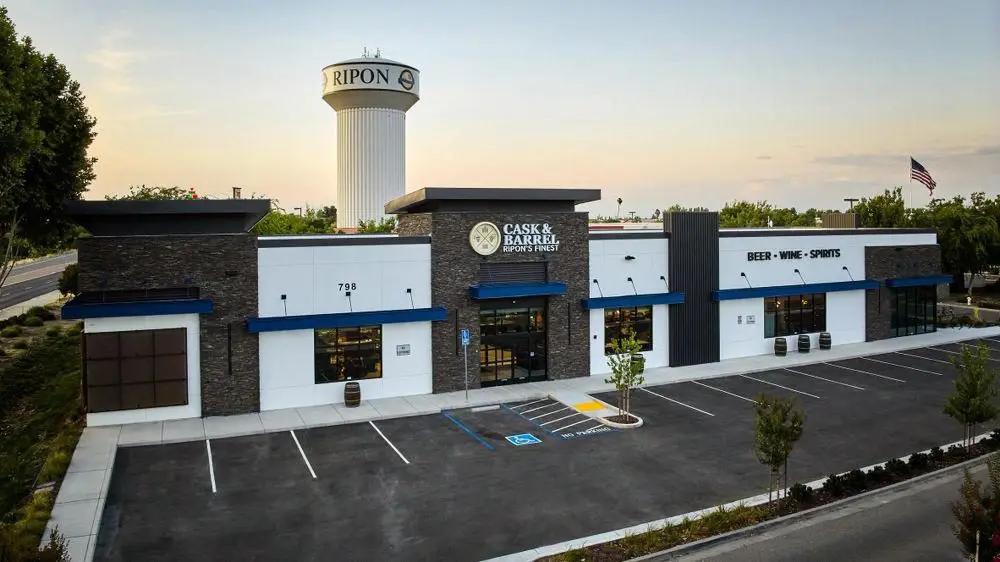 Modern store with parking lot
