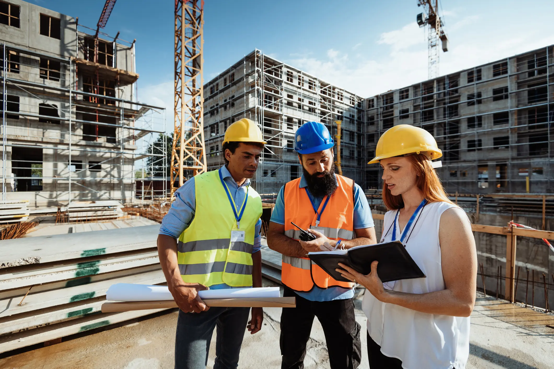 Engineers discussing project on-site